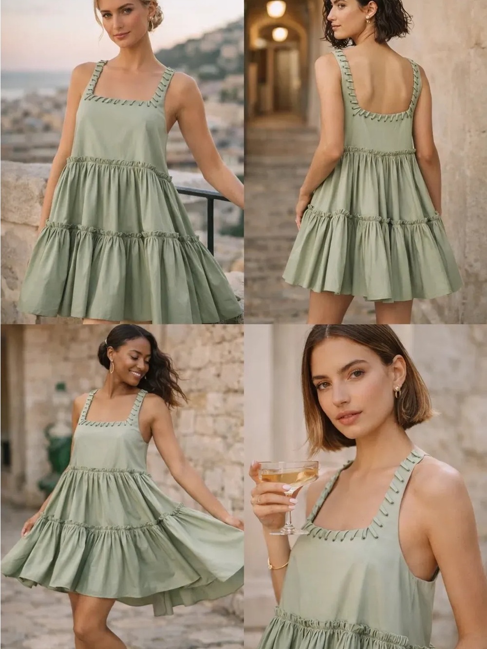 Like New - AJE Hushed Mini Dress in Bamboo Green (US 10)